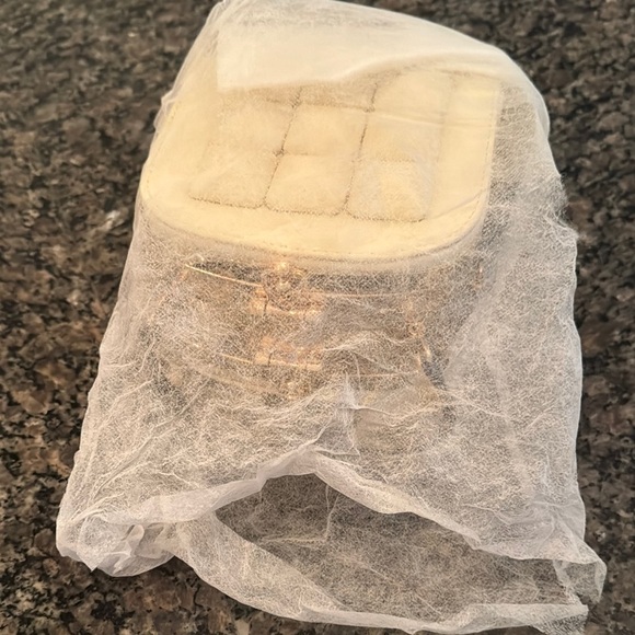 Square hard case Cream Handbag with Gold Accents NWOT - Picture 14 of 14